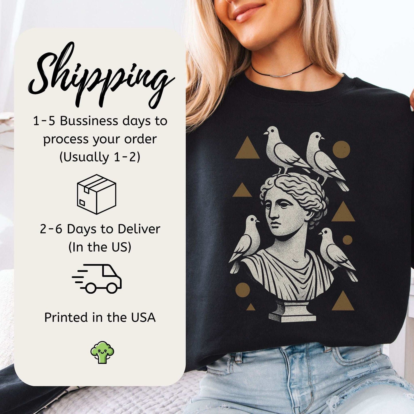 Pigeons & Statues Sweatshirt – Minimalist Greek Vibes & Urban Humor