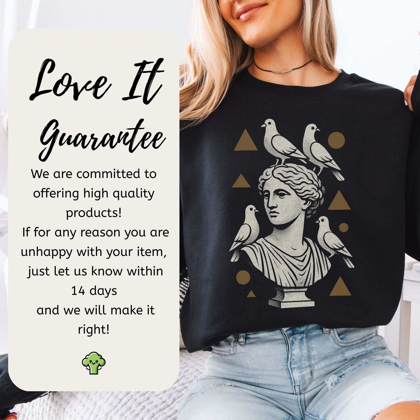 Pigeons & Statues Sweatshirt – Minimalist Greek Vibes & Urban Humor