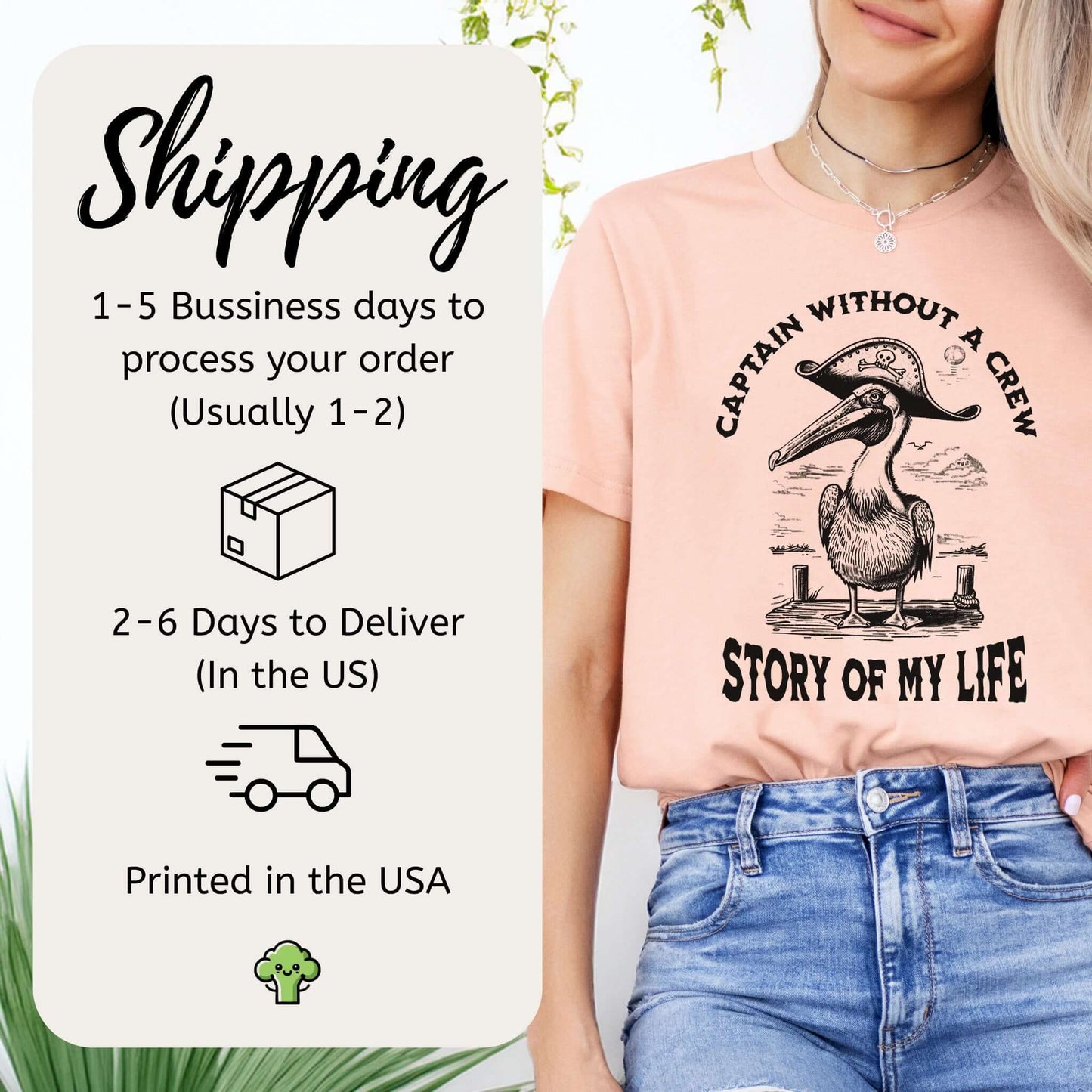 Pelican Pirate Captain Without a Crew T-Shirt