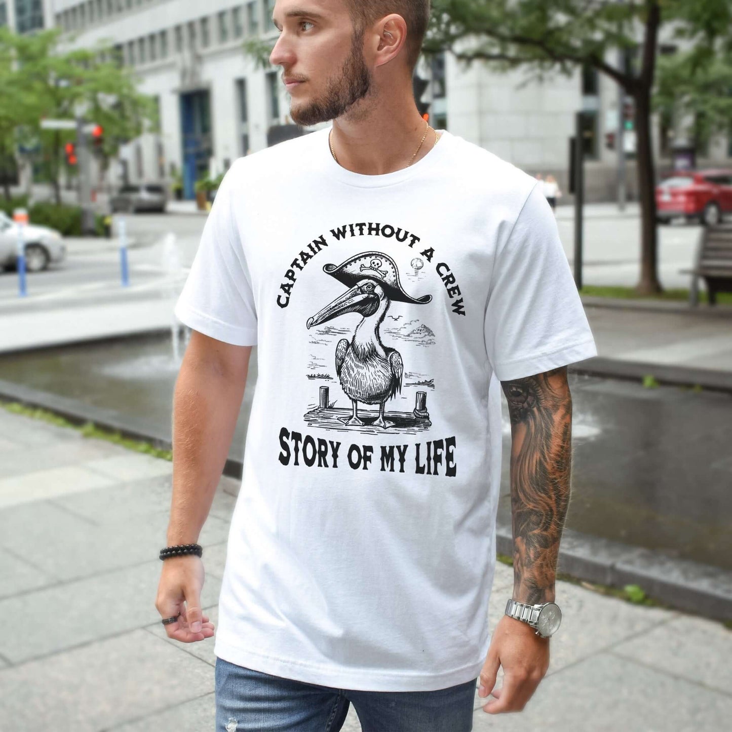 Pelican Pirate Captain Without a Crew T-Shirt