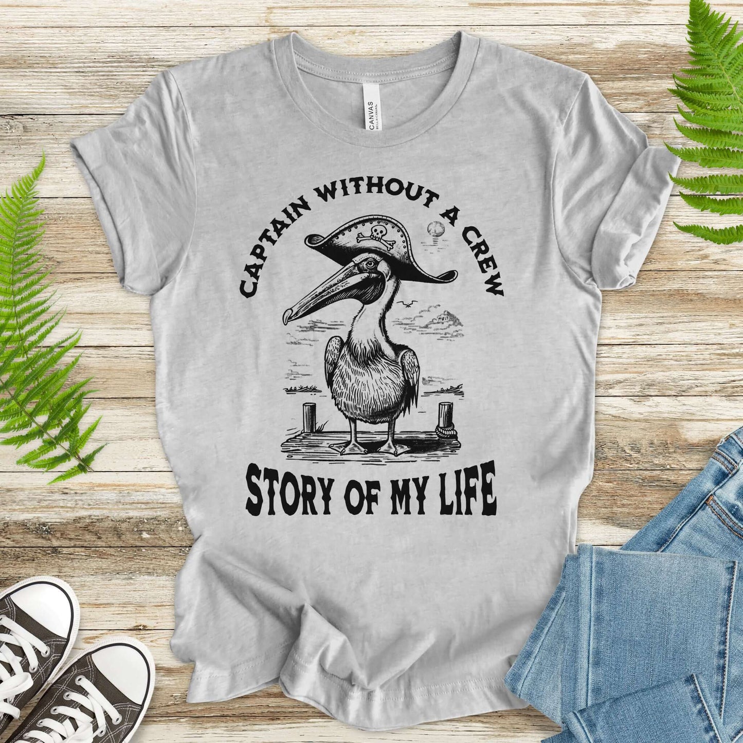 Pelican Pirate Captain Without a Crew T-Shirt