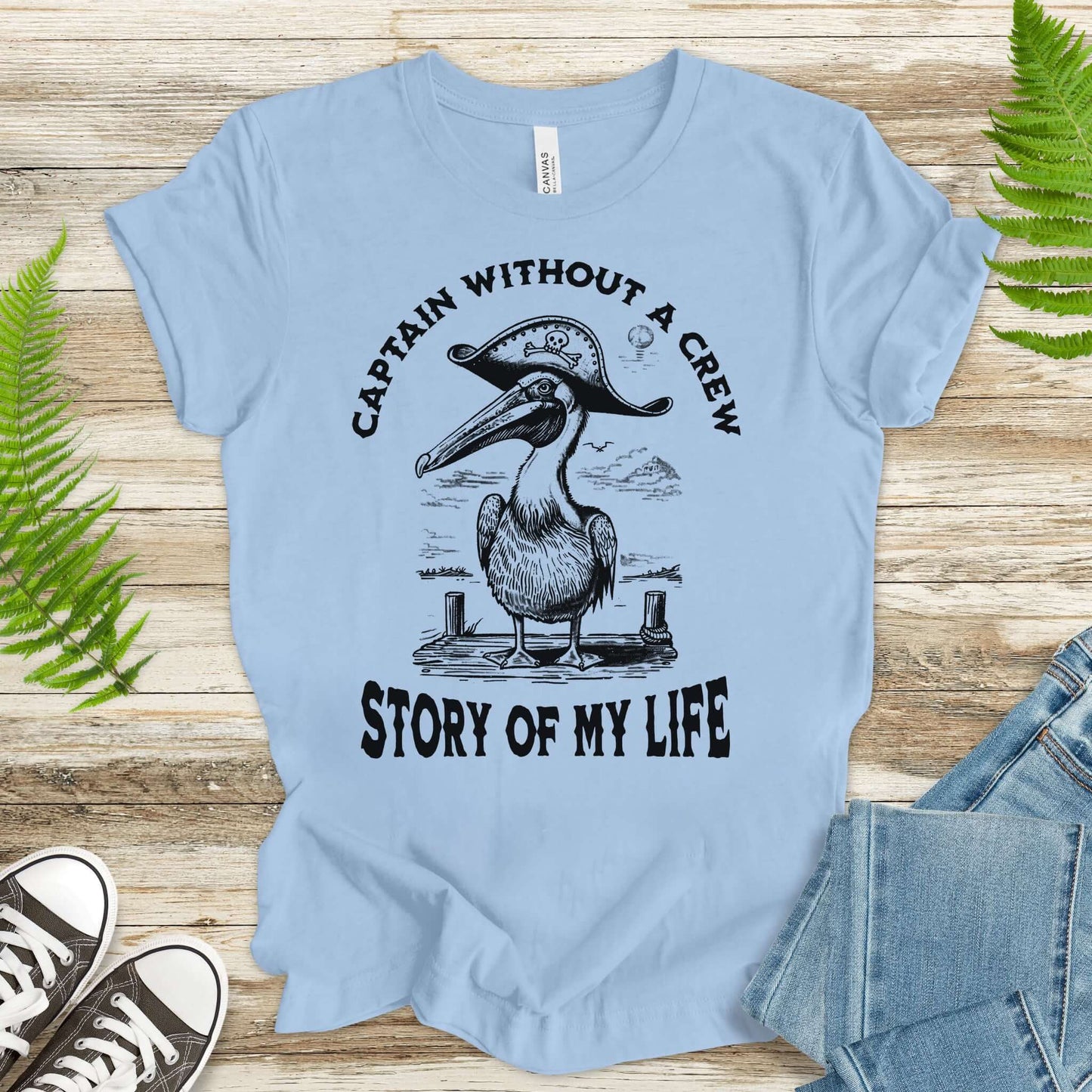 Pelican Pirate Captain Without a Crew T-Shirt