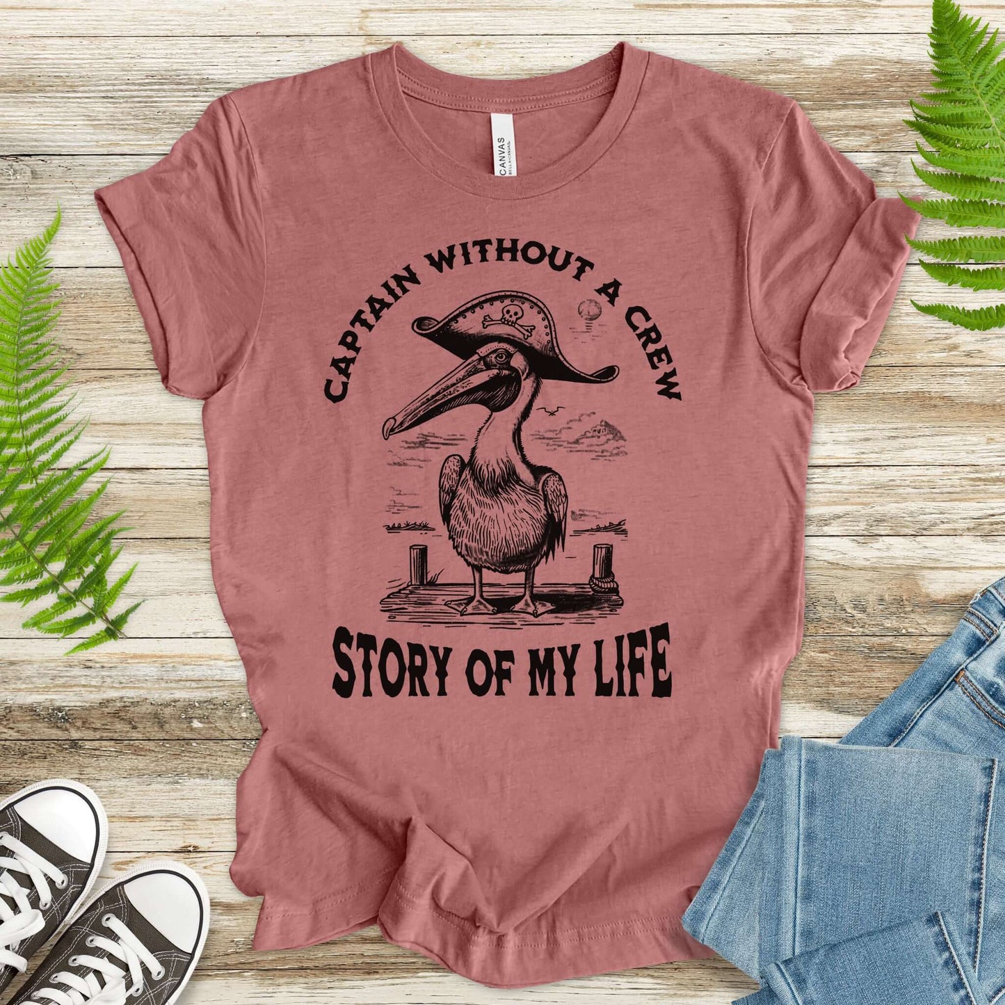 Pelican Pirate Captain Without a Crew T-Shirt