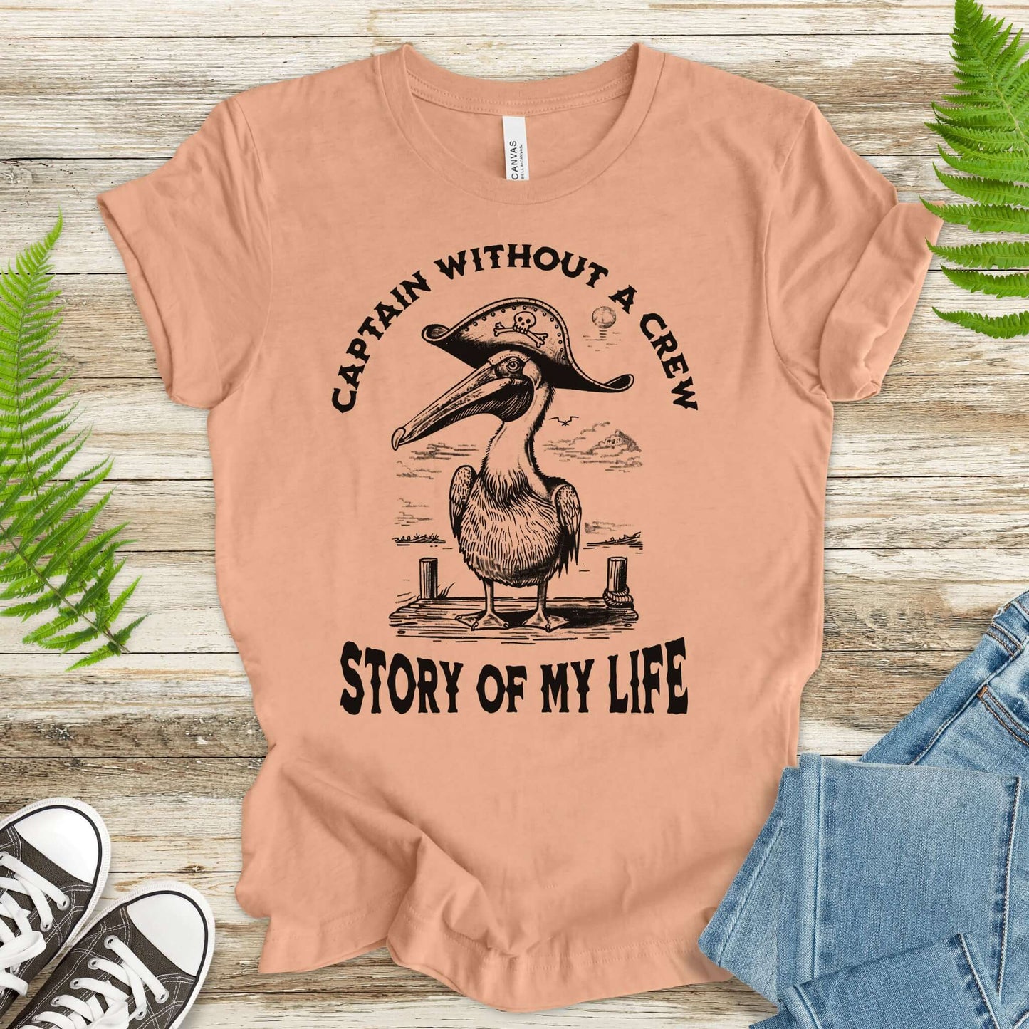 Pelican Pirate Captain Without a Crew T-Shirt