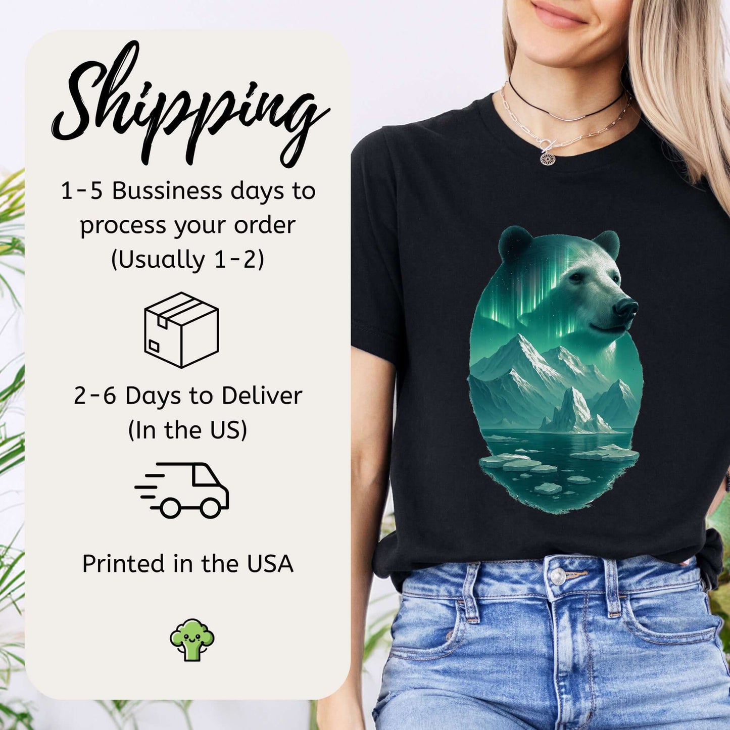 Polar Bear Spirit Northern Lightsl T-Shirt