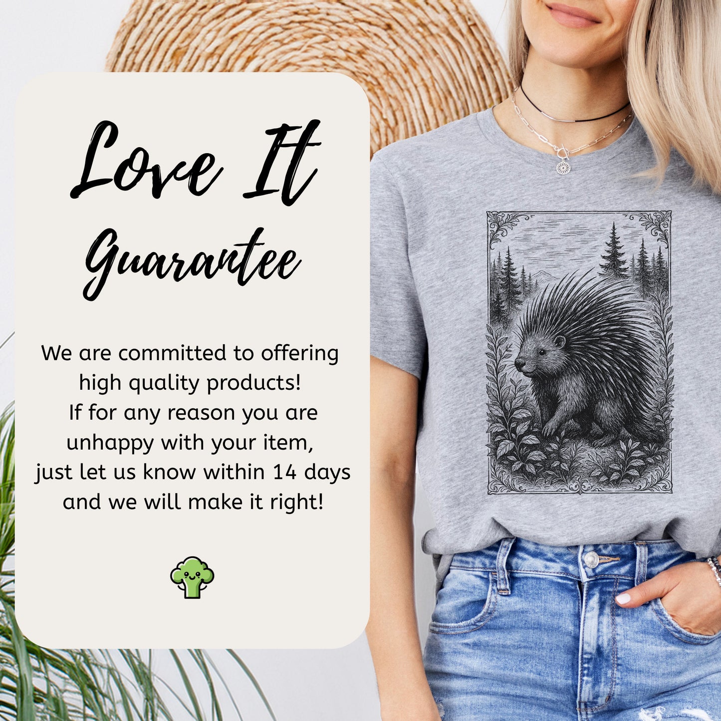 Vintage Porcupine T-Shirt – Forest Critter Sketch Art Tee