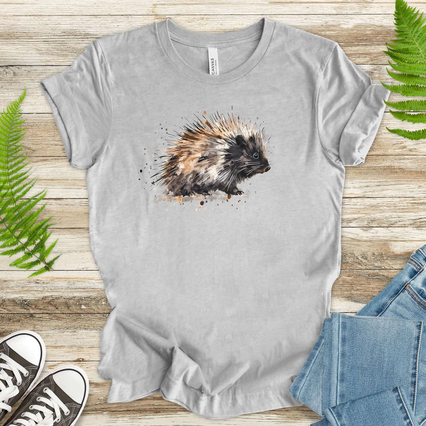 Watercolor Porcupine T-Shirt – Artistic Wildlife Animal Tee