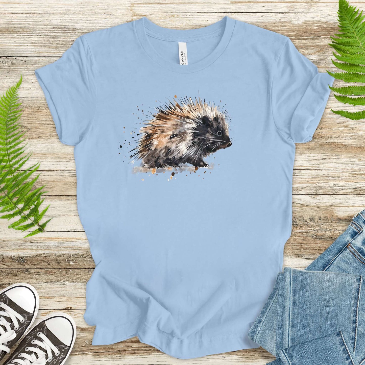 Watercolor Porcupine T-Shirt – Artistic Wildlife Animal Tee