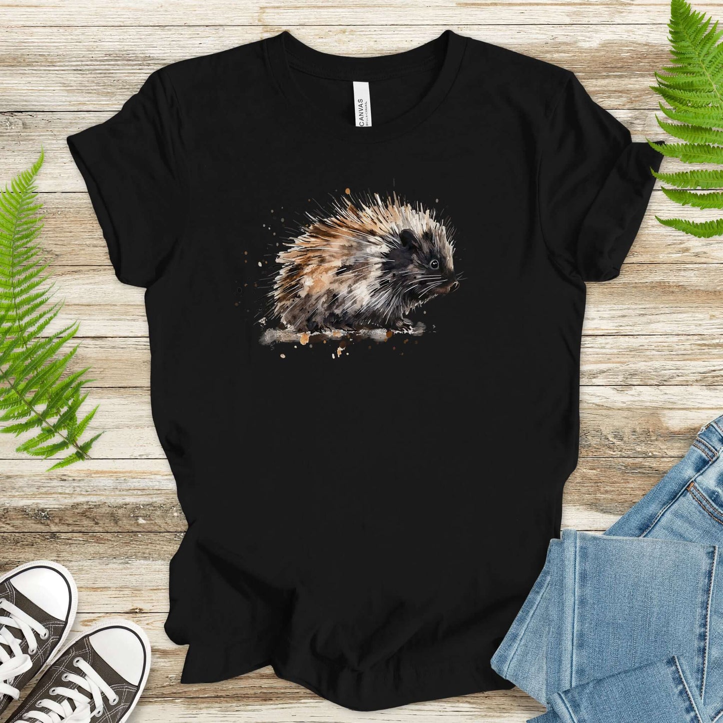Watercolor Porcupine T-Shirt – Artistic Wildlife Animal Tee