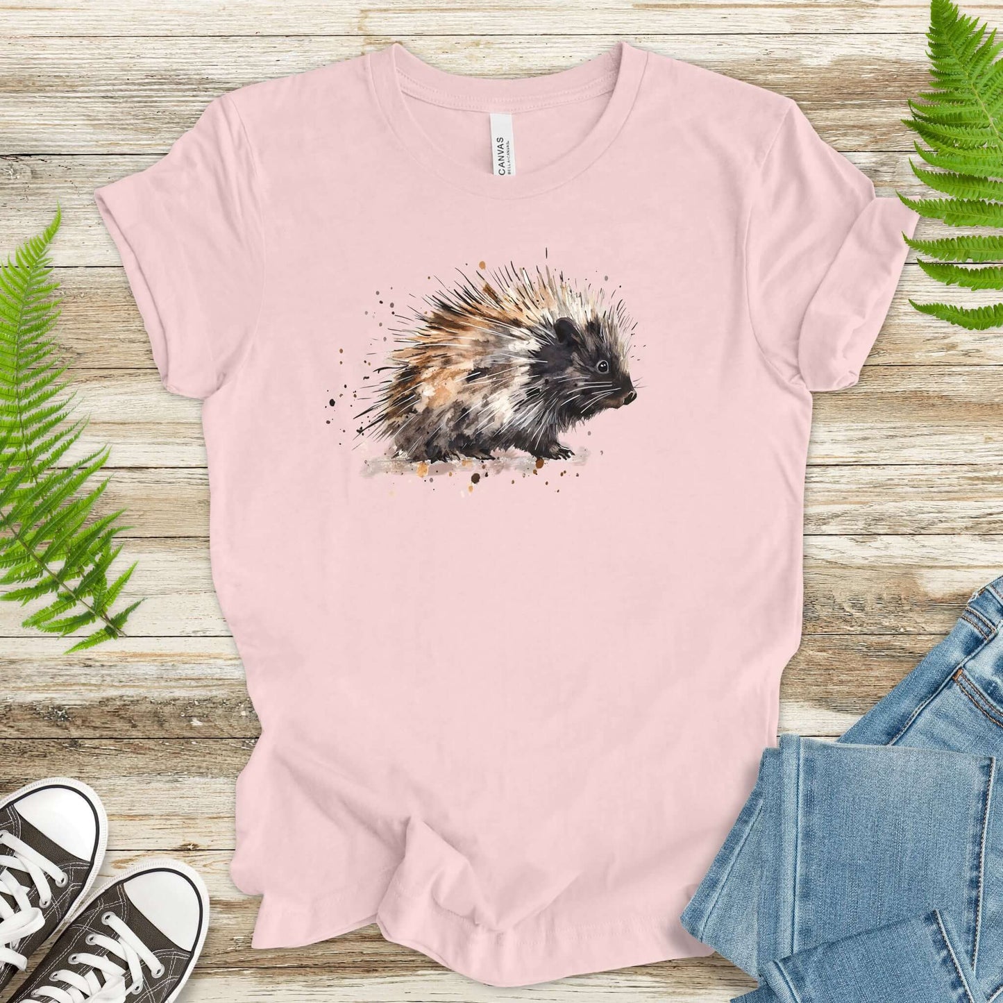Watercolor Porcupine T-Shirt – Artistic Wildlife Animal Tee
