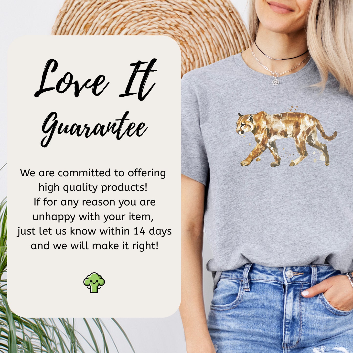 Watercolor Puma T-Shirt – Majestic Big Cat Nature Lover Tee