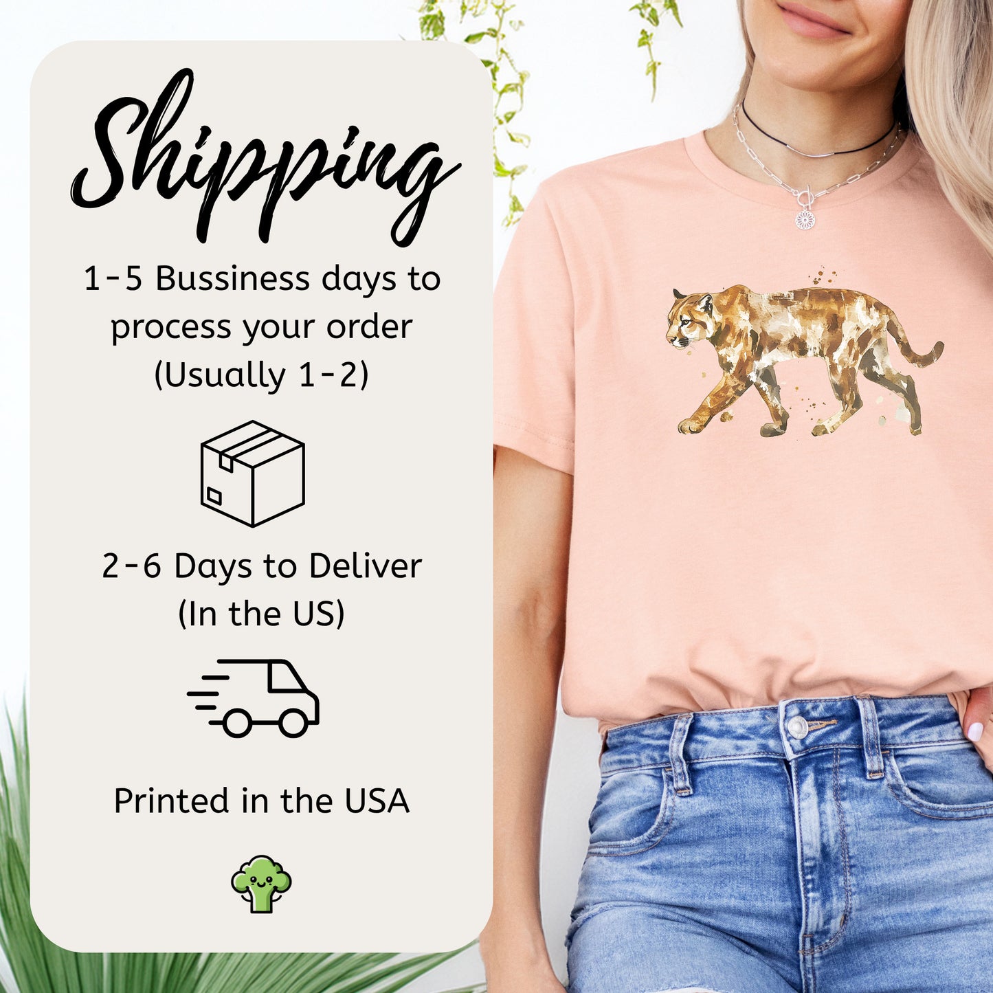 Watercolor Puma T-Shirt – Majestic Big Cat Nature Lover Tee