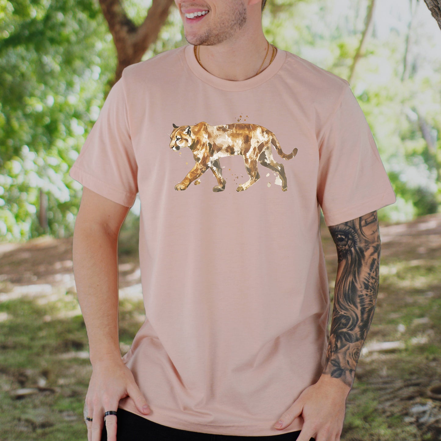 Watercolor Puma T-Shirt – Majestic Big Cat Nature Lover Tee