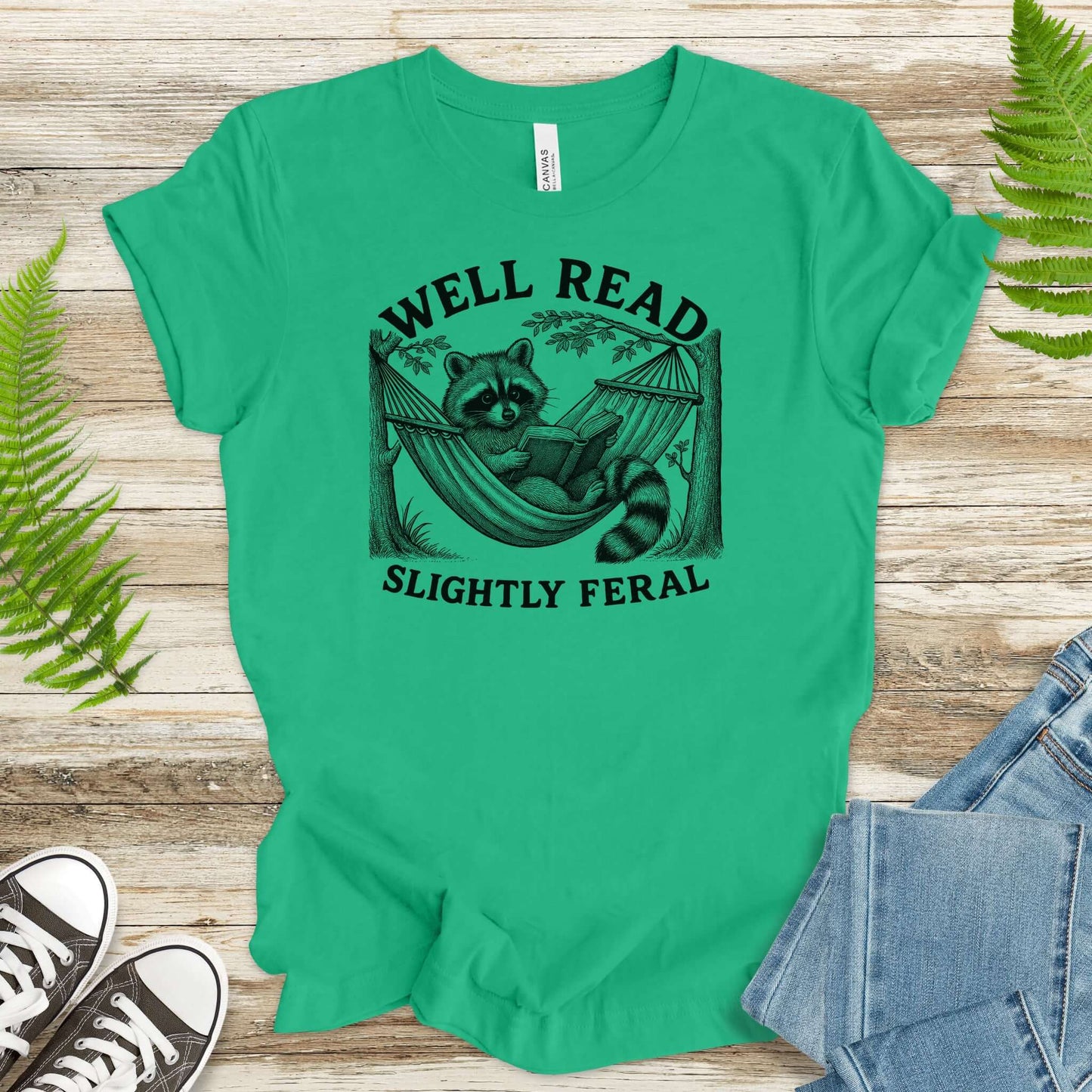Raccoon Well Read Slightly Feral T-Shirt – Funny Book Lover Tee for Raccoon Fans