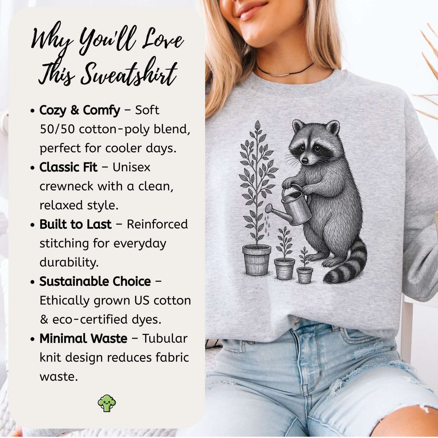 Raccoon Garden Sweatshirt – Funny Trash Panda Gardening Meme Sweatshirt