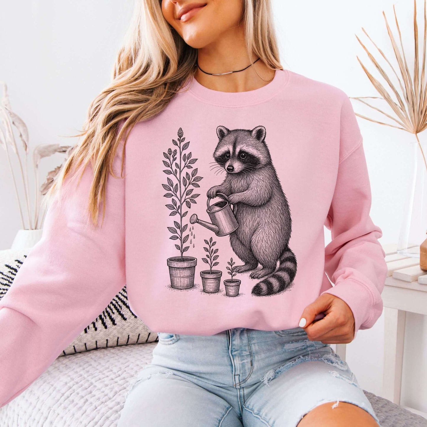 Raccoon Garden Sweatshirt – Funny Trash Panda Gardening Meme Sweatshirt