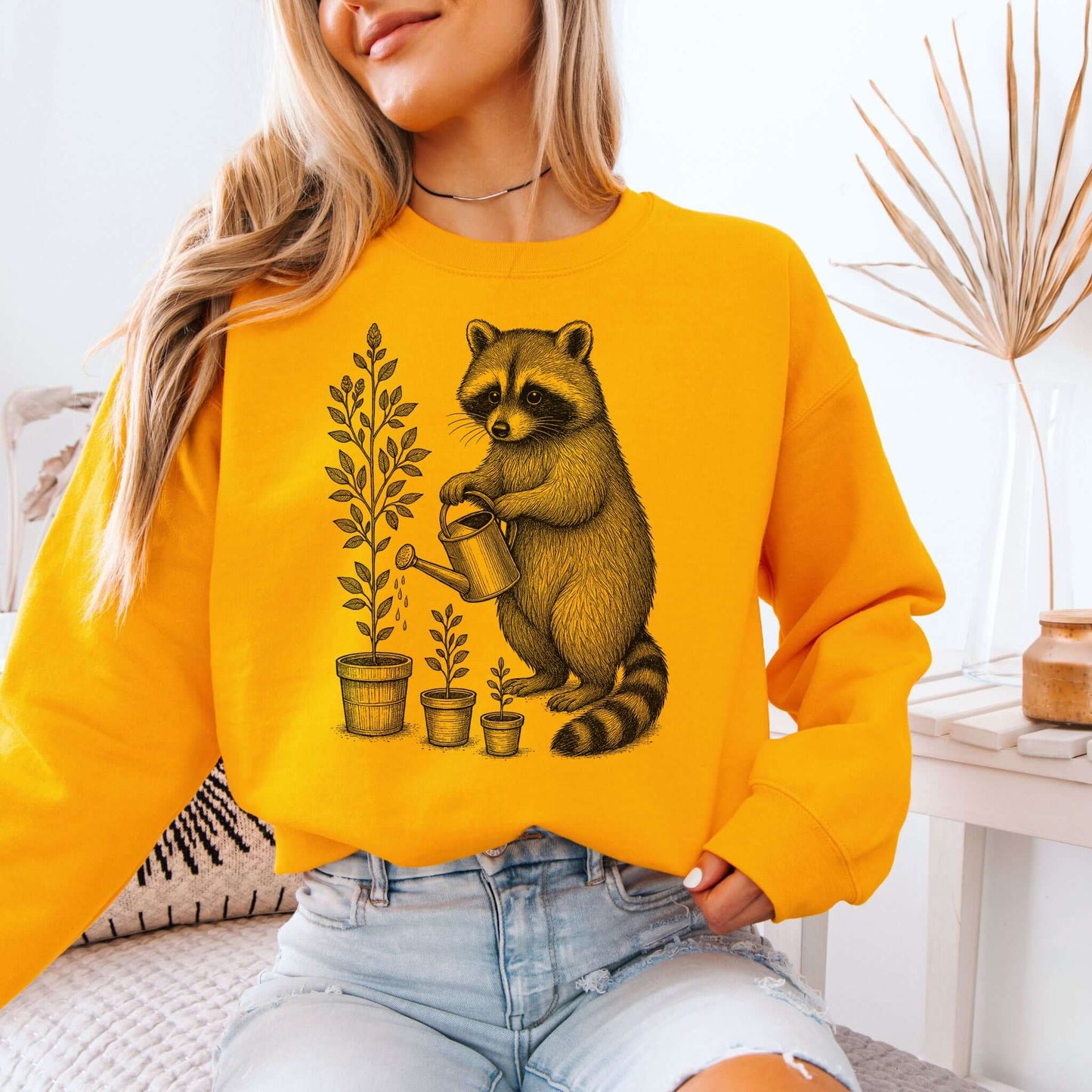 Raccoon Garden Sweatshirt – Funny Trash Panda Gardening Meme Sweatshirt