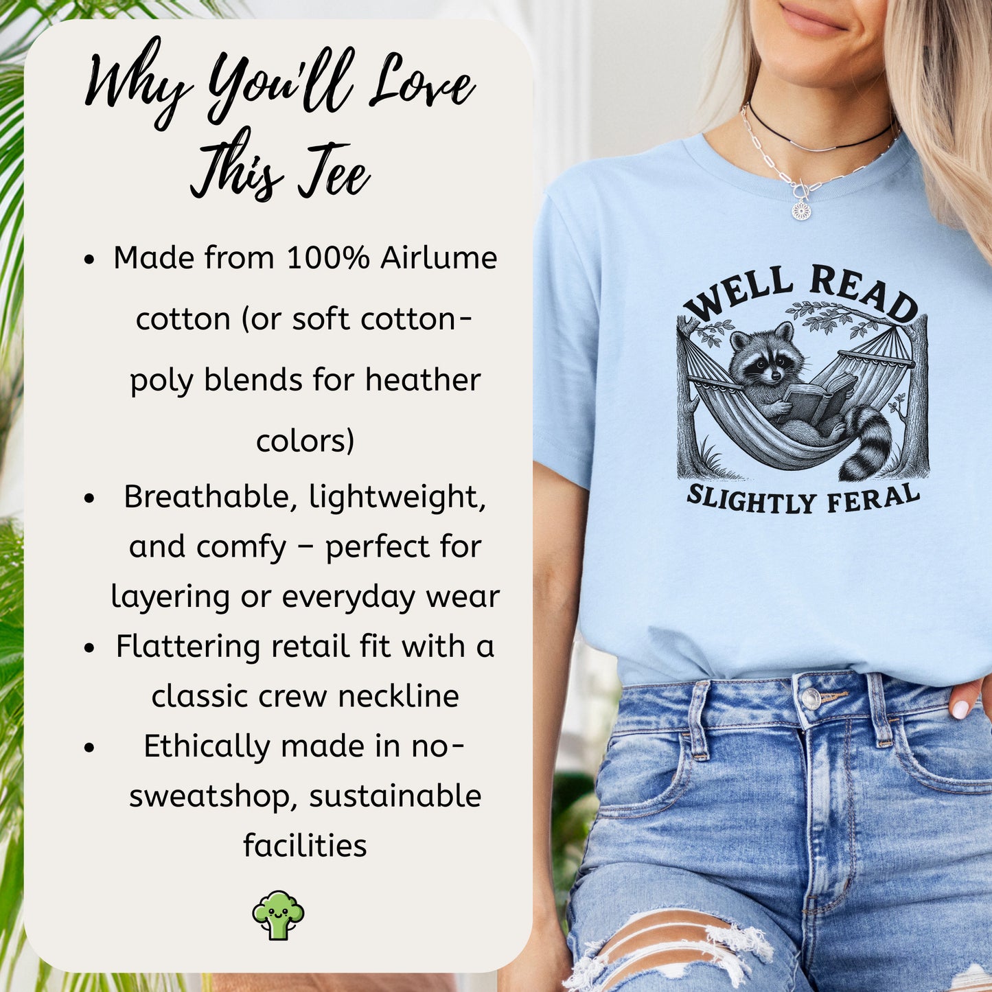 Raccoon Well Read Slightly Feral T-Shirt – Funny Book Lover Tee for Raccoon Fans
