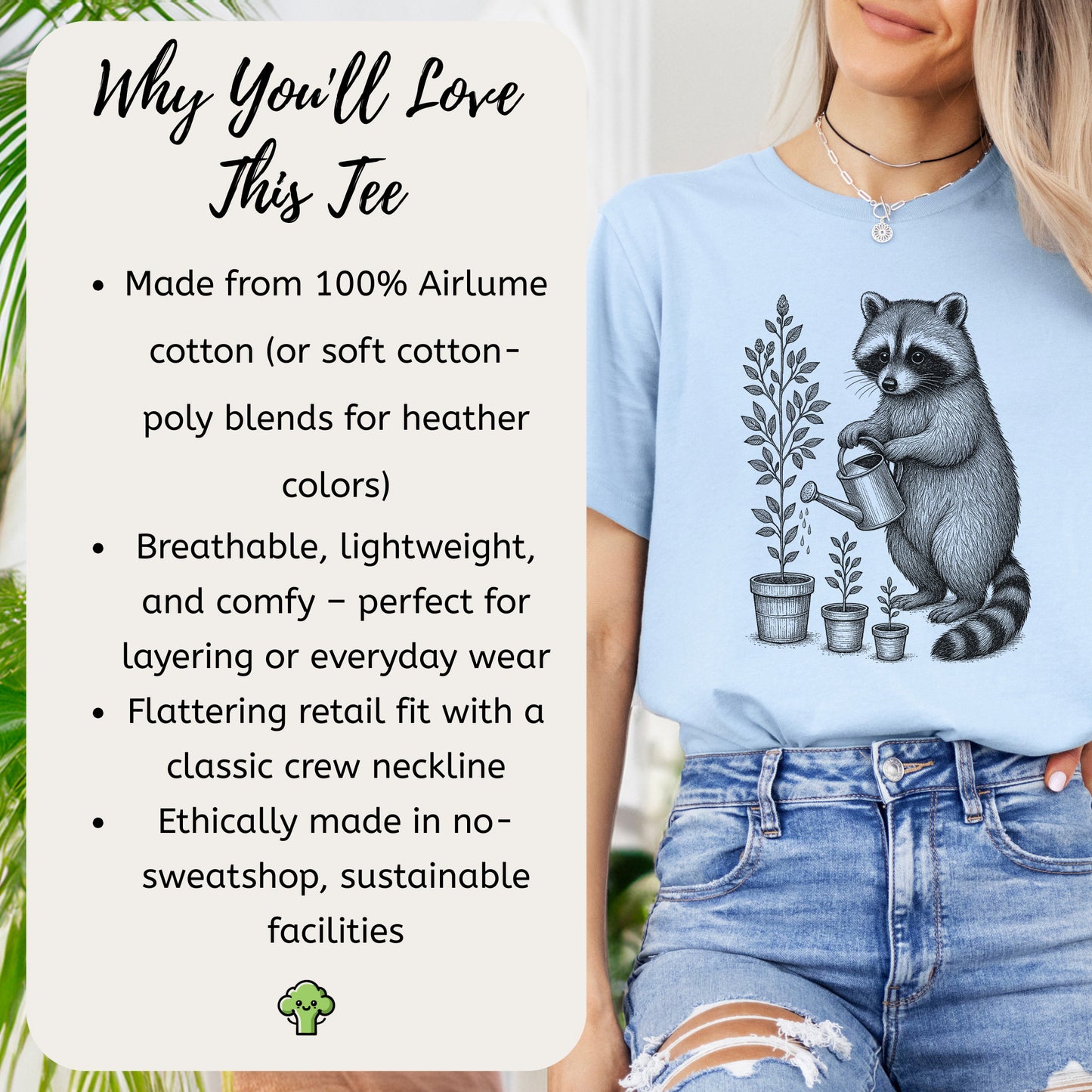 Raccoon Watering Plants Garden T-Shirt