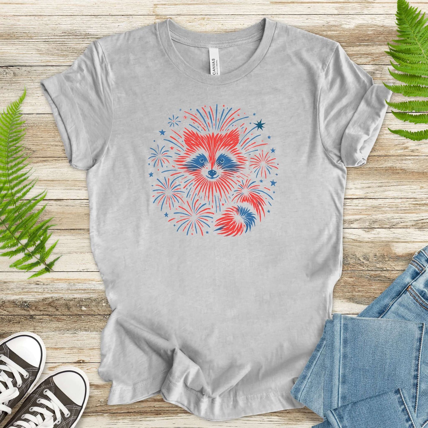 Firework Raccoon 4th of July T-Shirt