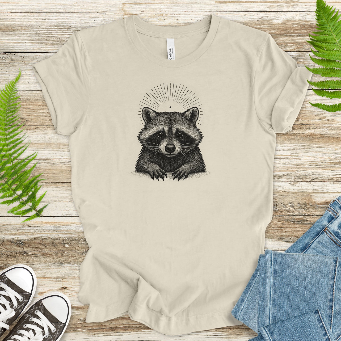 Holy Raccoon T-Shirt – Vintage Trash Panda Forest Spirit Tee