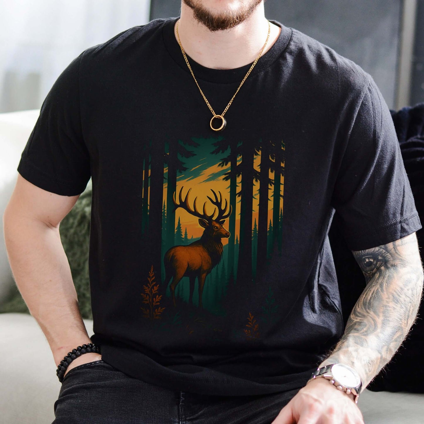 Reindeer in Forest Spirit Animal T-Shirt