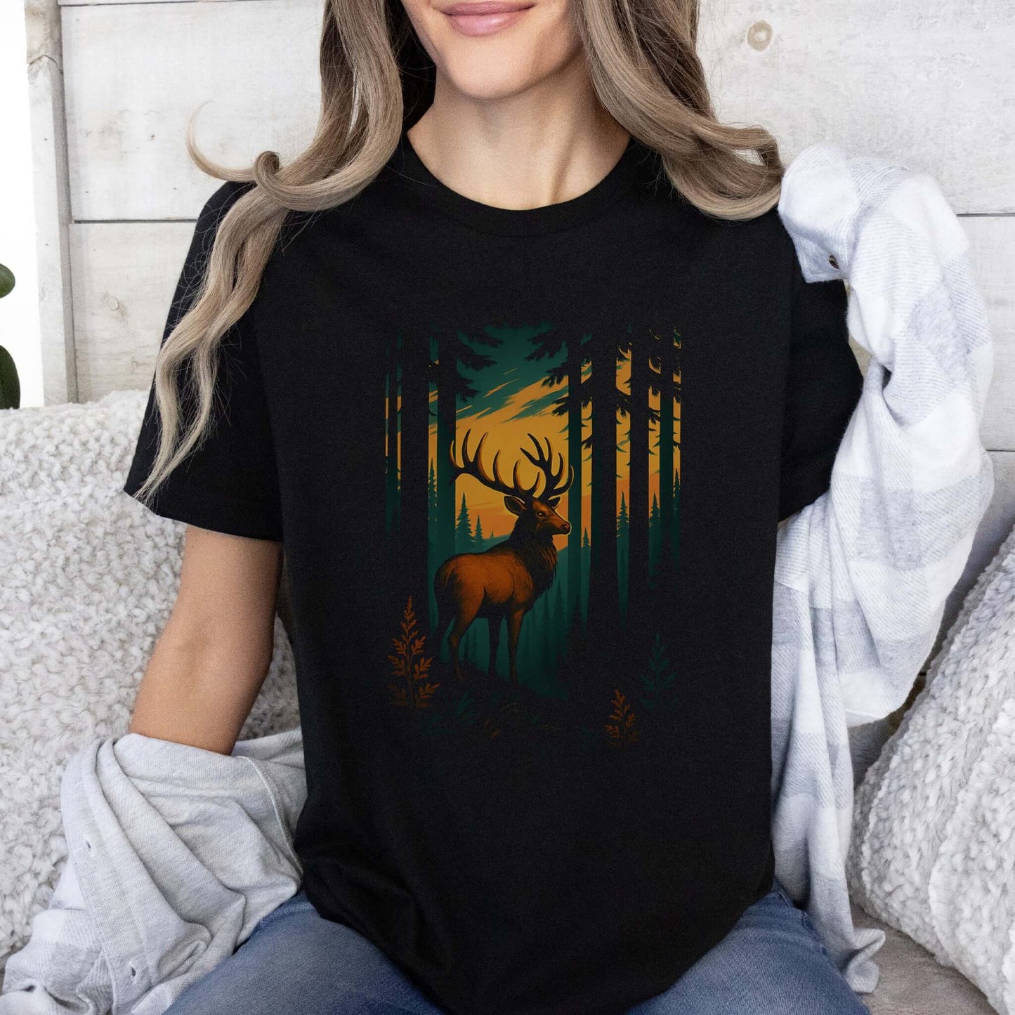 Reindeer in Forest Spirit Animal T-Shirt