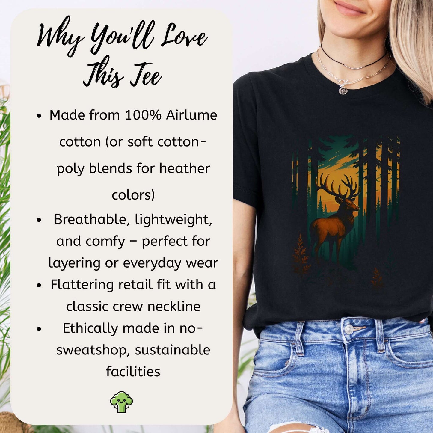 Reindeer in Forest Spirit Animal T-Shirt