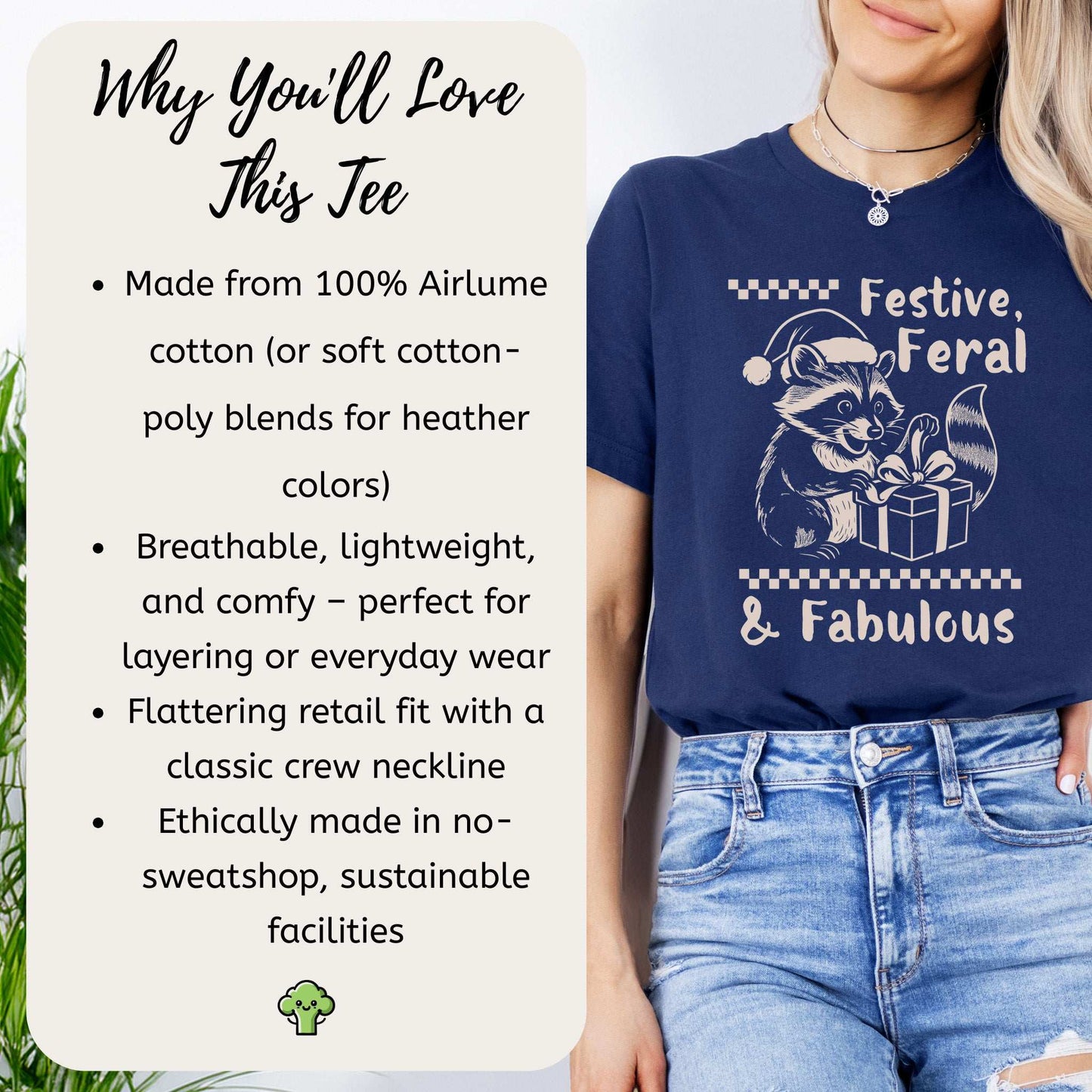 Festive Feral & Fabulous Raccoon T-Shirt – Funny Christmas Gift Tee