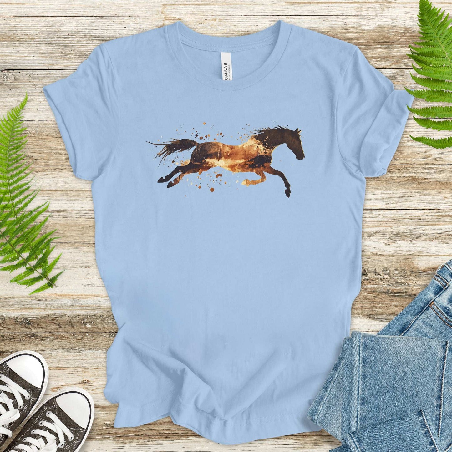 Watercolor Running Horse T-Shirt – Vintage Wild Mustang Tee