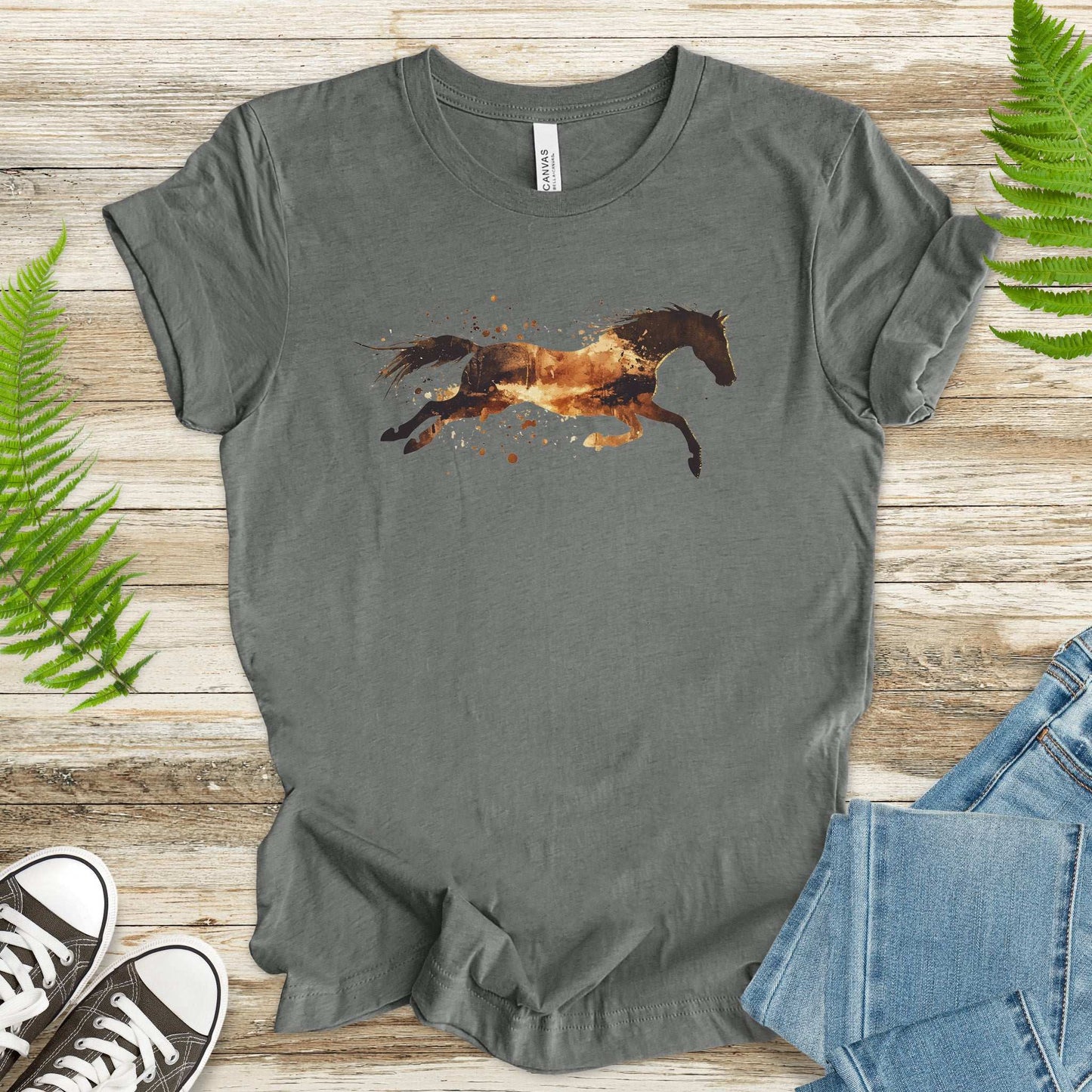 Watercolor Running Horse T-Shirt – Vintage Wild Mustang Tee