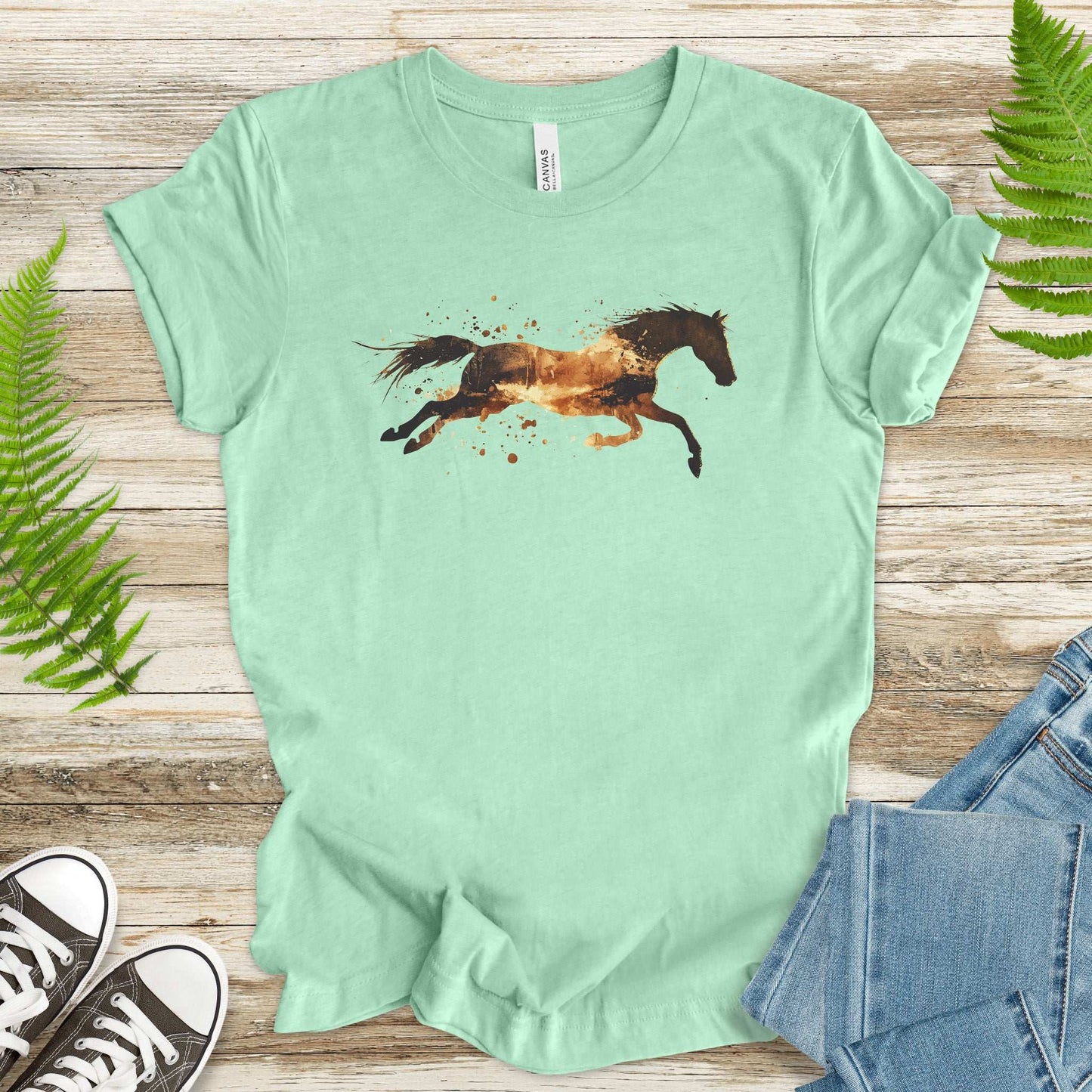 Watercolor Running Horse T-Shirt – Vintage Wild Mustang Tee