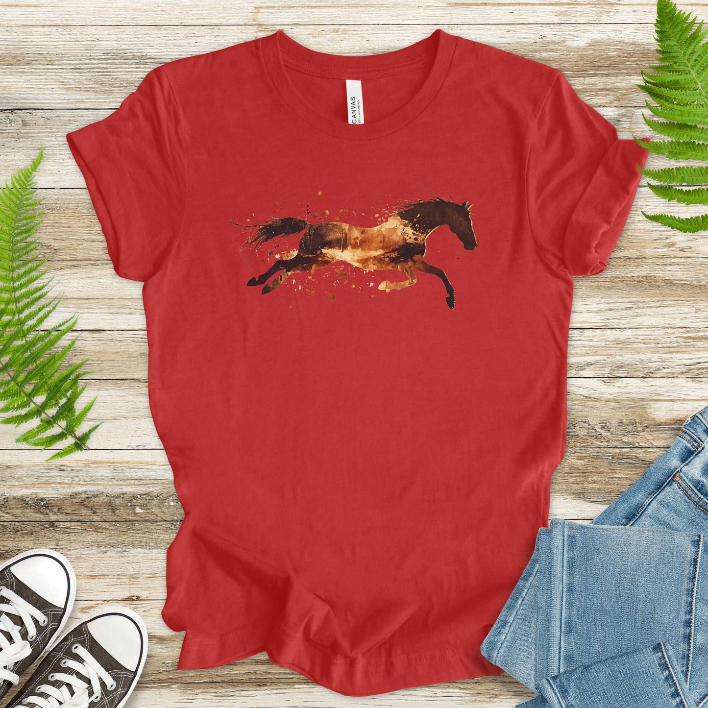 Watercolor Running Horse T-Shirt – Vintage Wild Mustang Tee