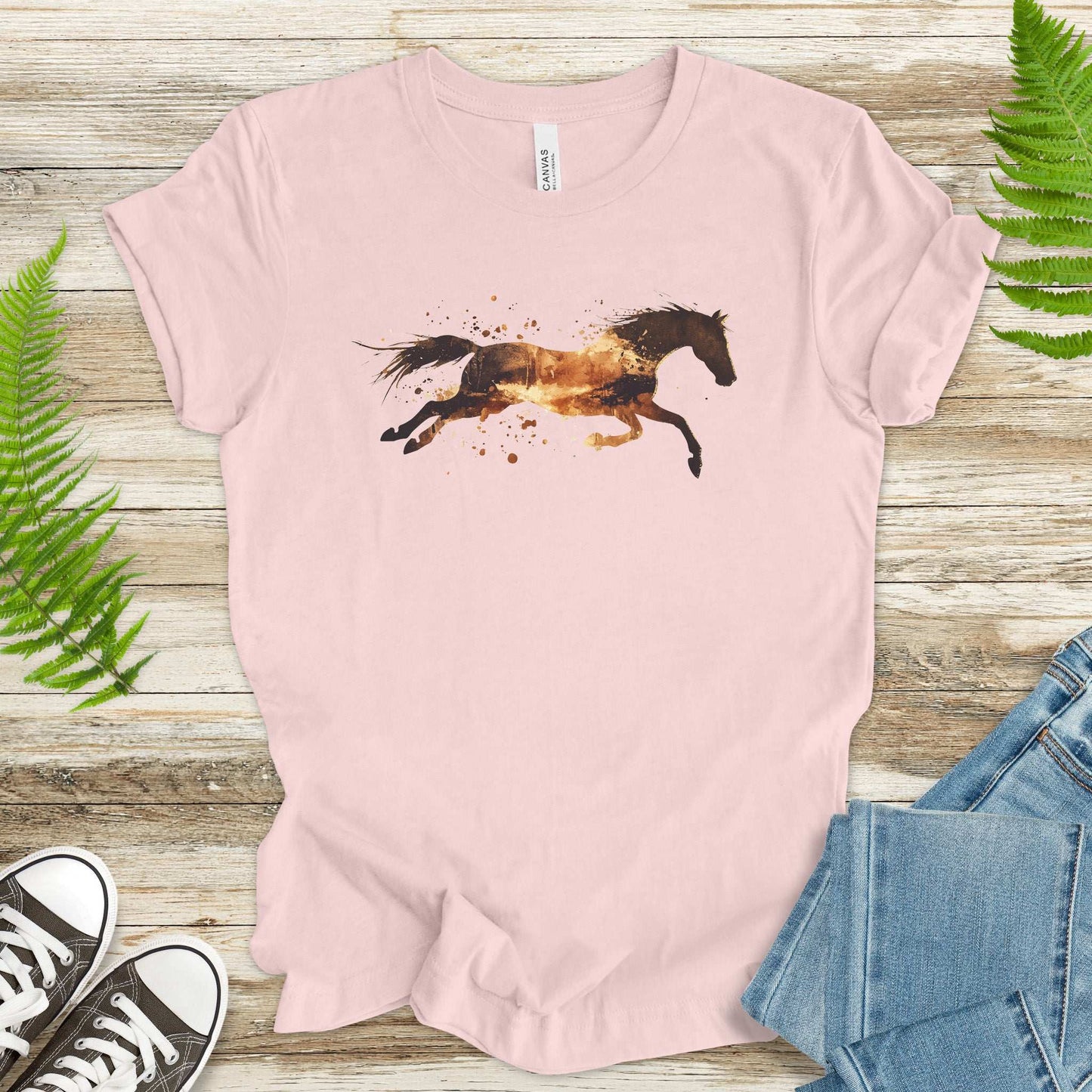 Watercolor Running Horse T-Shirt – Vintage Wild Mustang Tee