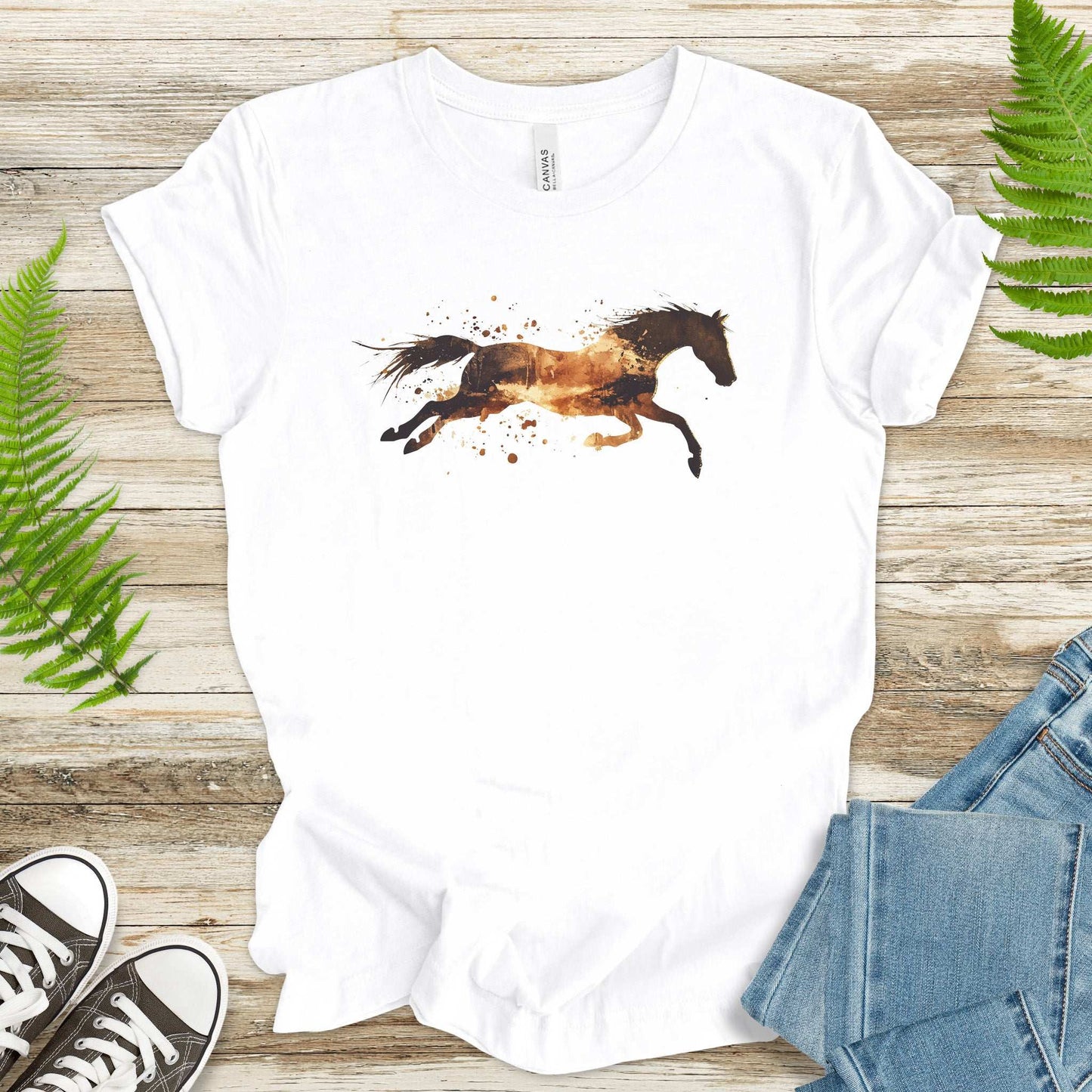 Watercolor Running Horse T-Shirt – Vintage Wild Mustang Tee