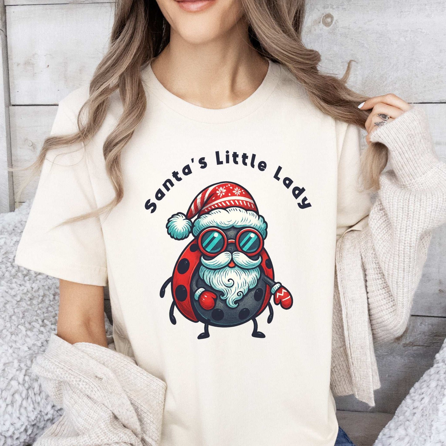 Santa’s Little Lady T-Shirt – Funny Ladybug Christmas Bug Tee