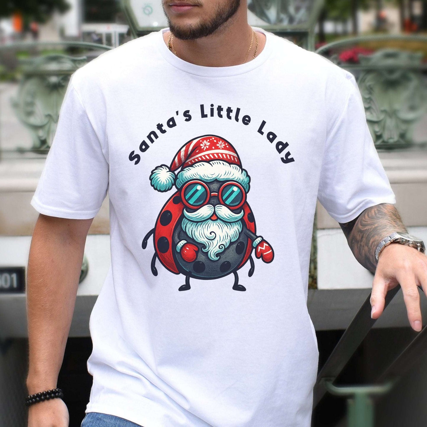 Santa’s Little Lady T-Shirt – Funny Ladybug Christmas Bug Tee