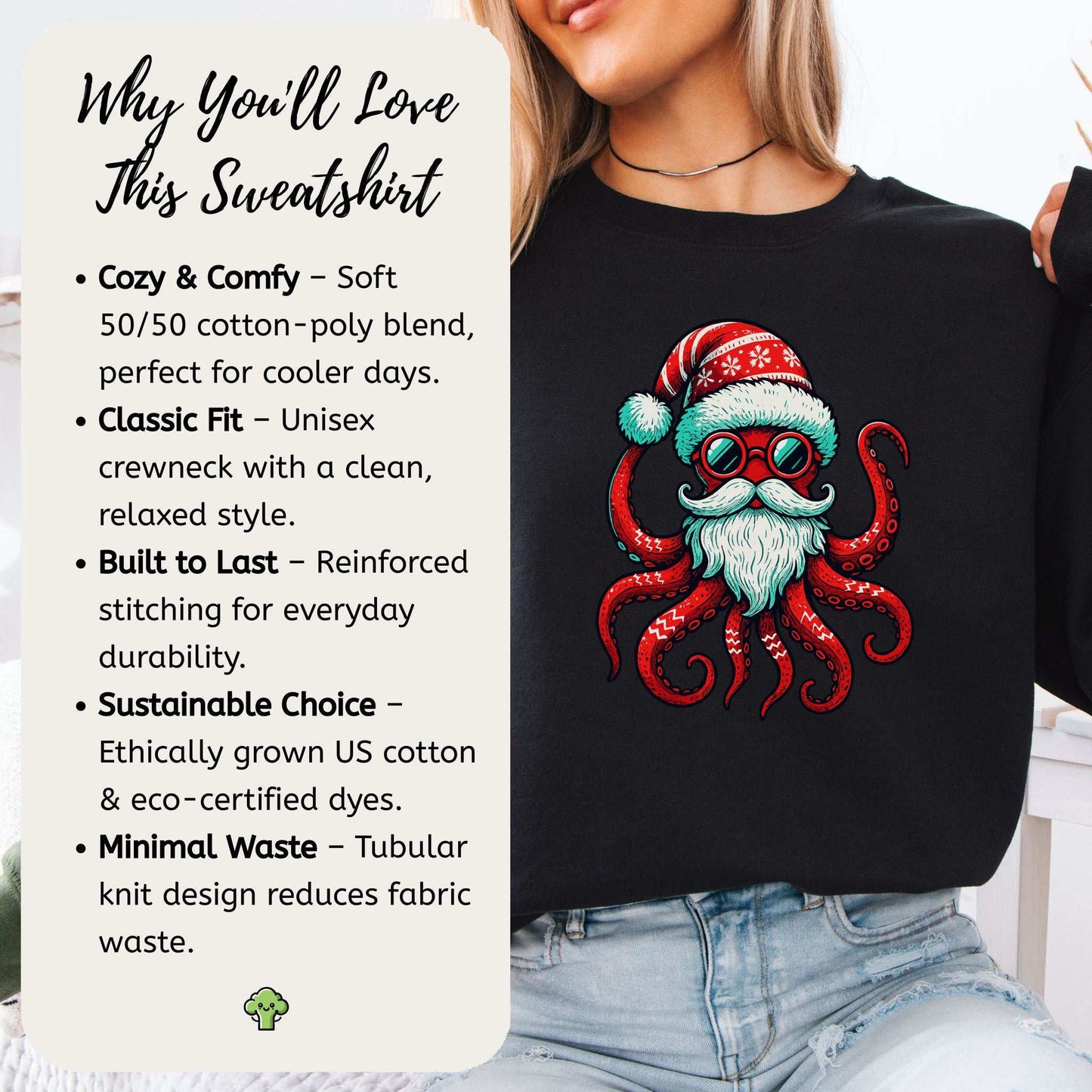 Santa Kraken Sweatshirt – Funny Octopus Christmas Sea Life Style