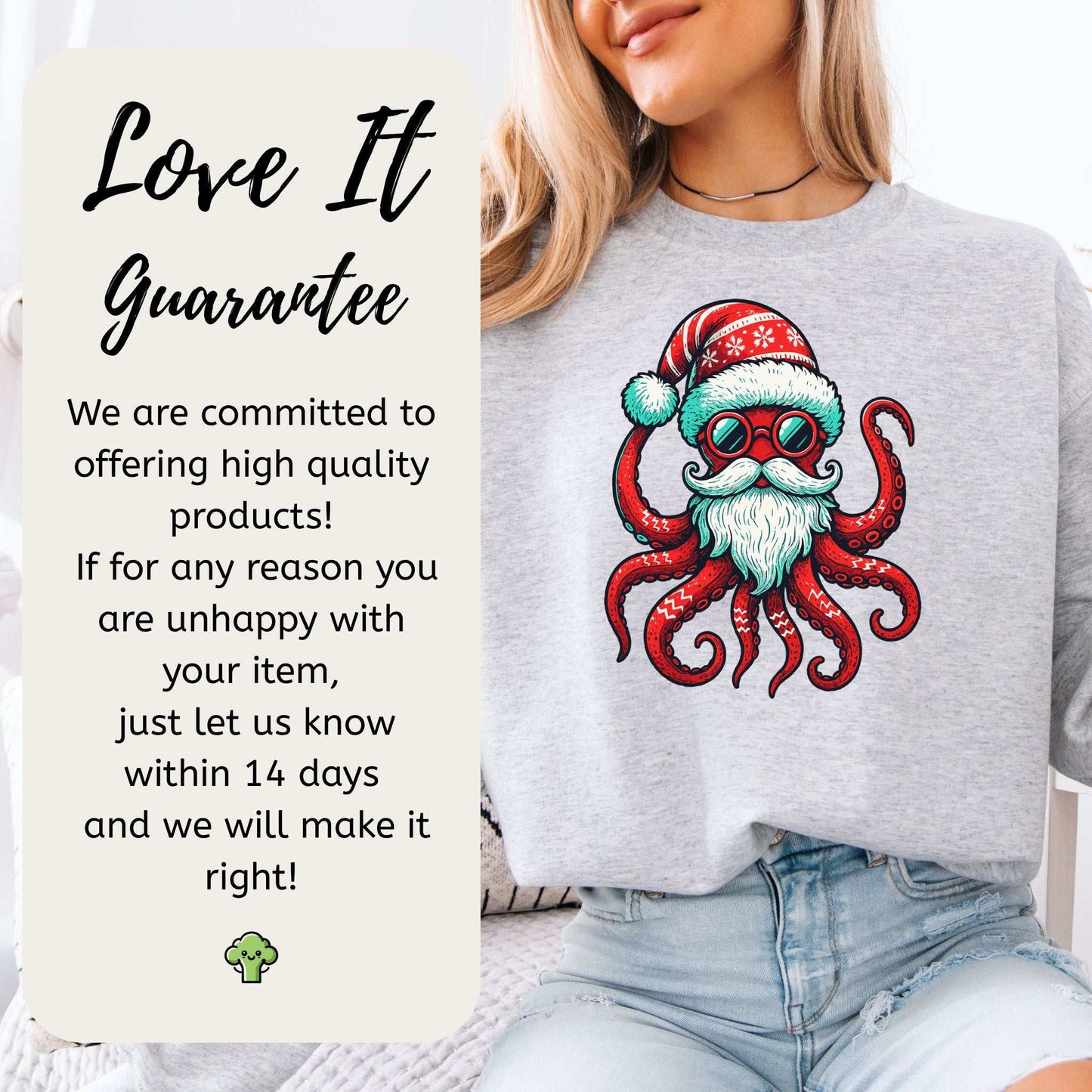 Santa Kraken Sweatshirt – Funny Octopus Christmas Sea Life Style