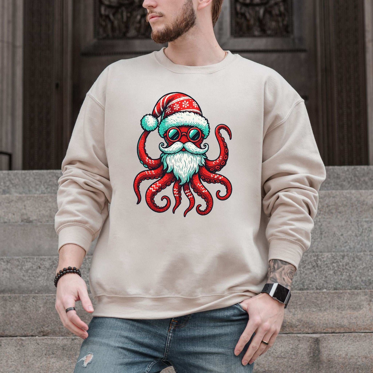 Santa Kraken Sweatshirt – Funny Octopus Christmas Sea Life Style
