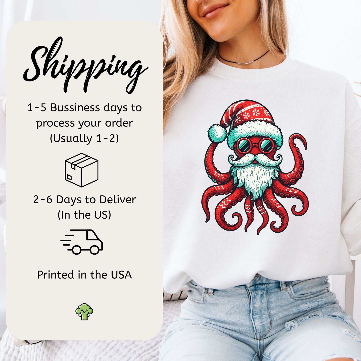Santa Kraken Sweatshirt – Funny Octopus Christmas Sea Life Style