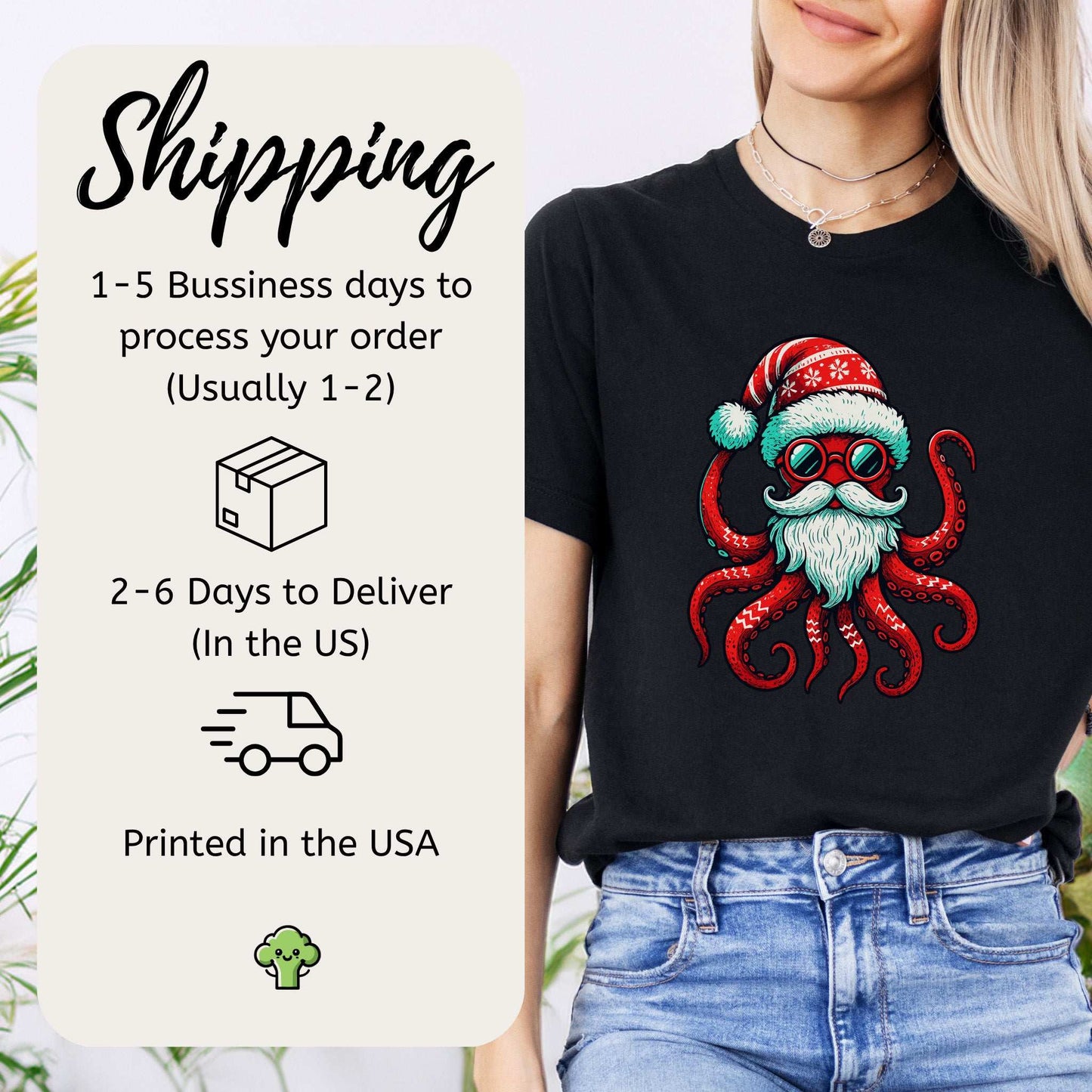 Santa Kraken T-Shirt – Funny Octopus Christmas Sea Life Tee