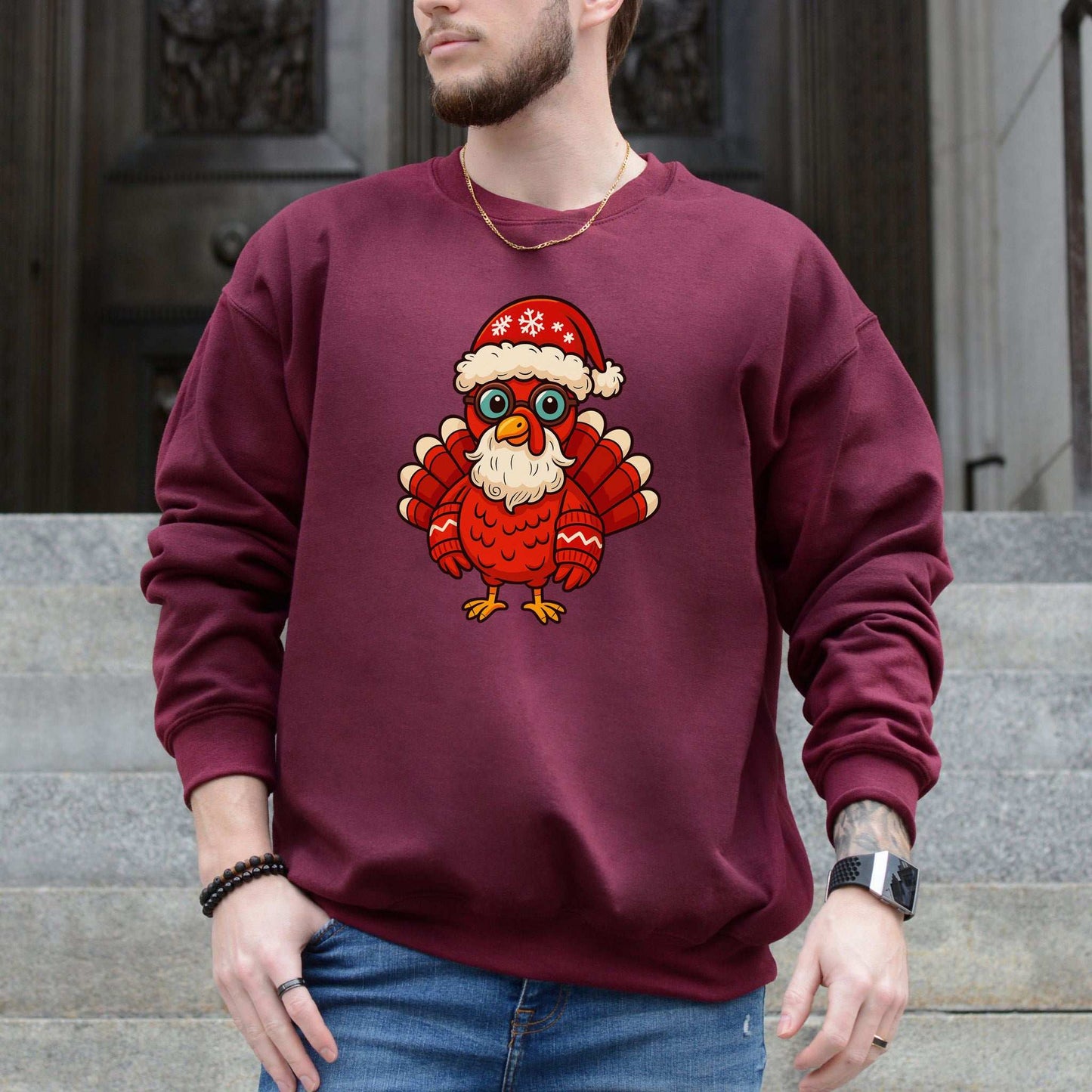 Santa Turkey Sweatshirt – Funny Holiday Bird Christmas Chaos