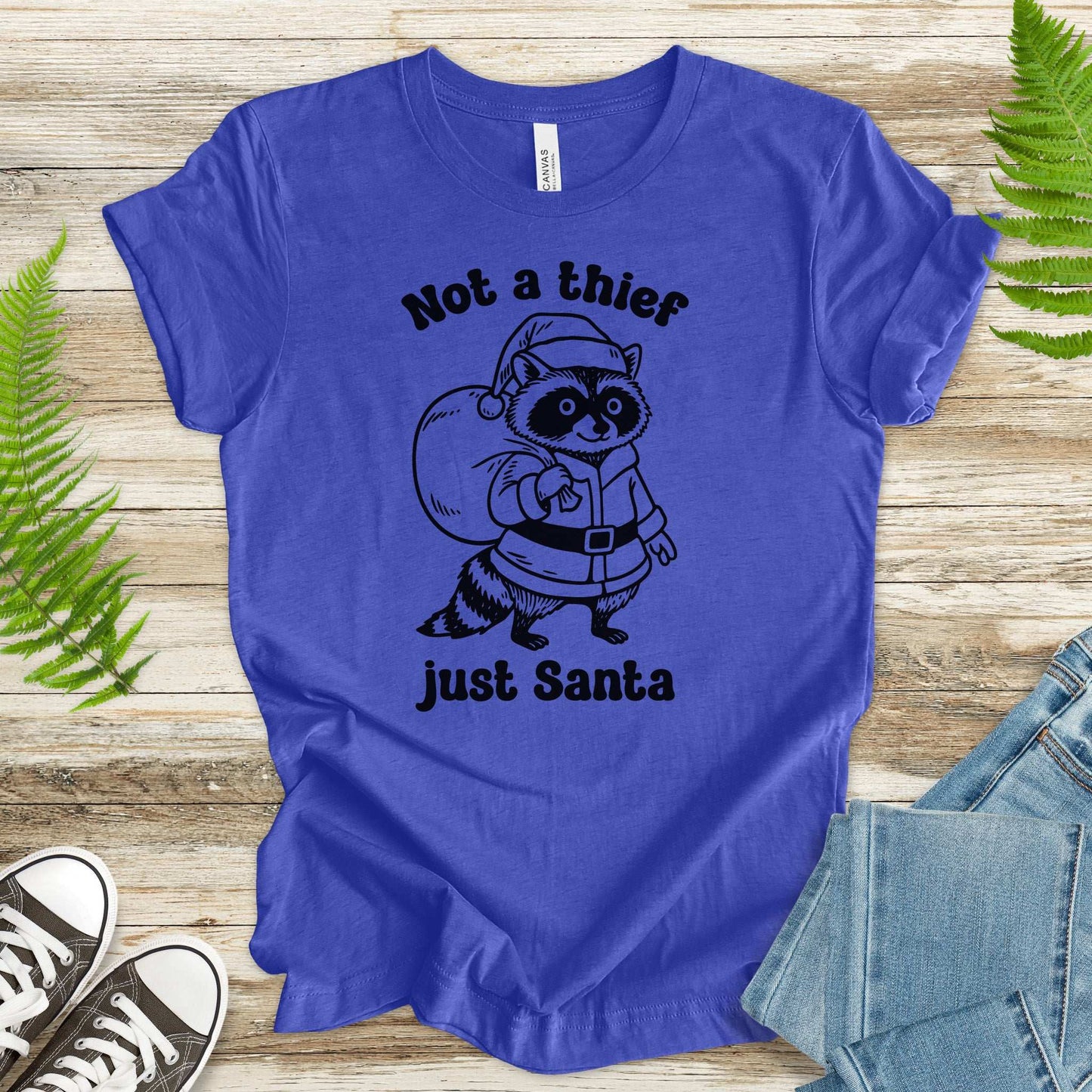 Shadow Santa Raccoon T-Shirt – Funny Feral Christmas Gift Tee