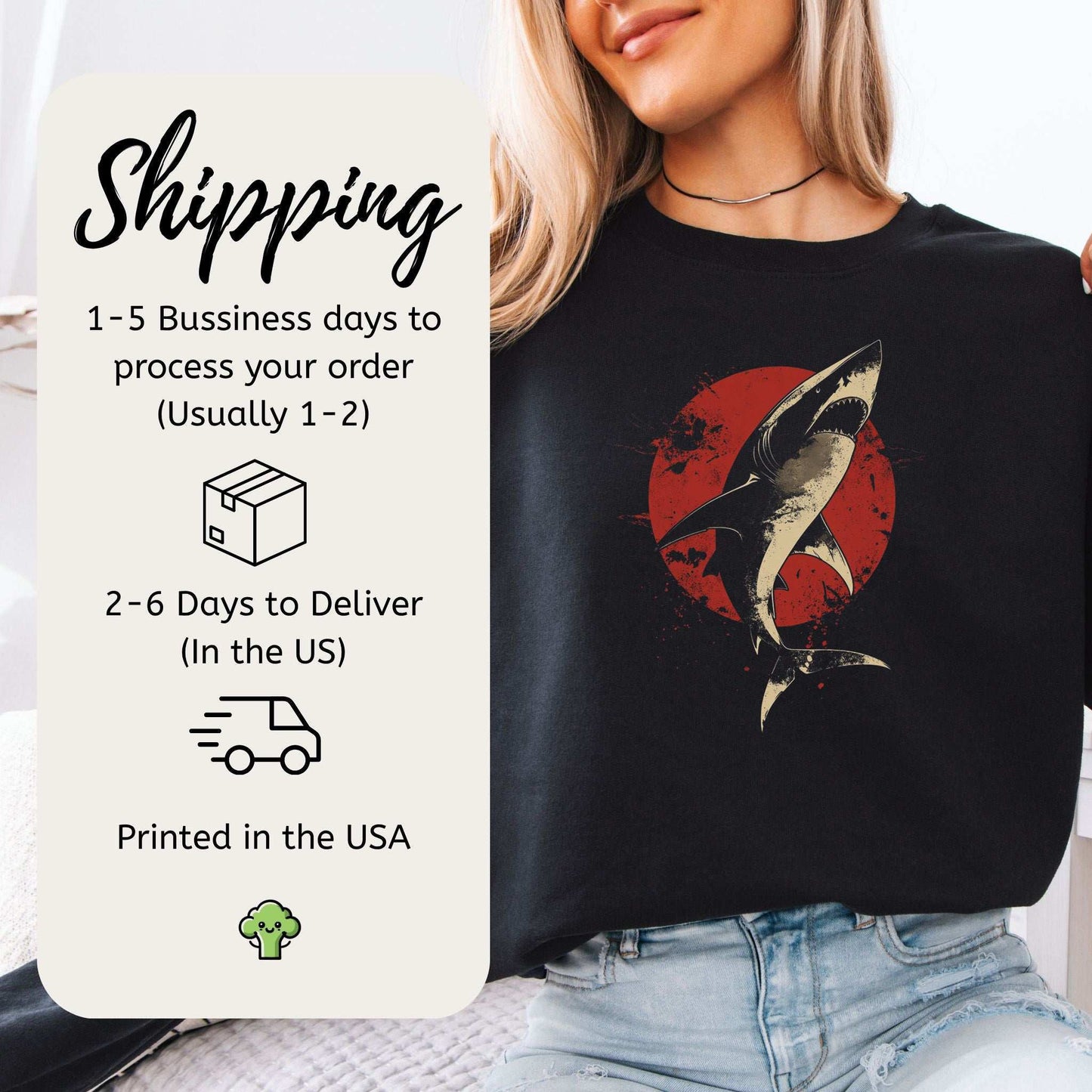Shark Sweatshirt – Japanese Style Ocean Graphic with Fierce Wave Energy