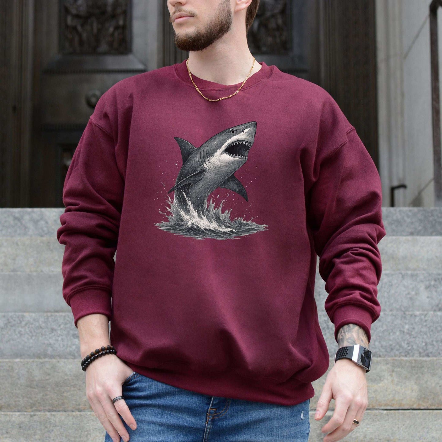 Great White Shark Sweatshirt – Bold Ocean Power for Fearless Souls