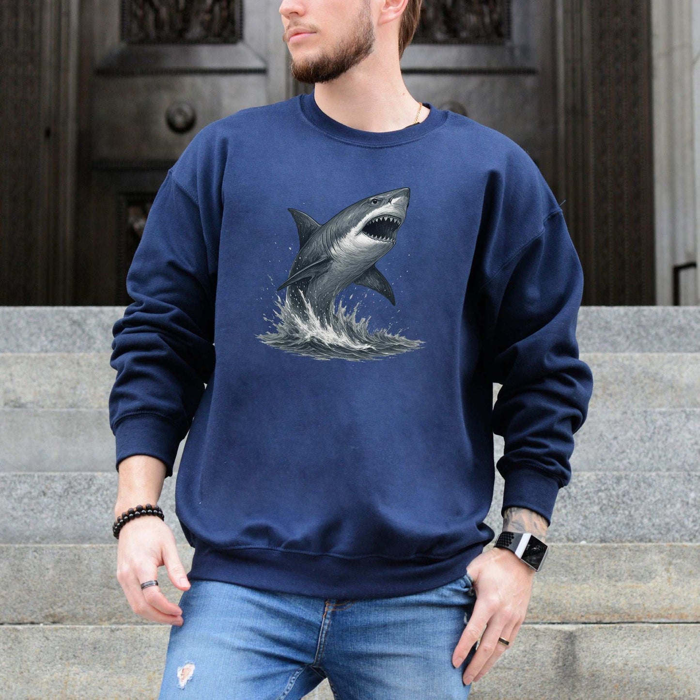 Great White Shark Sweatshirt – Bold Ocean Power for Fearless Souls