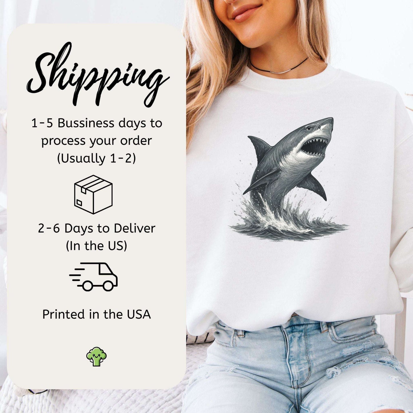 Great White Shark Sweatshirt – Bold Ocean Power for Fearless Souls
