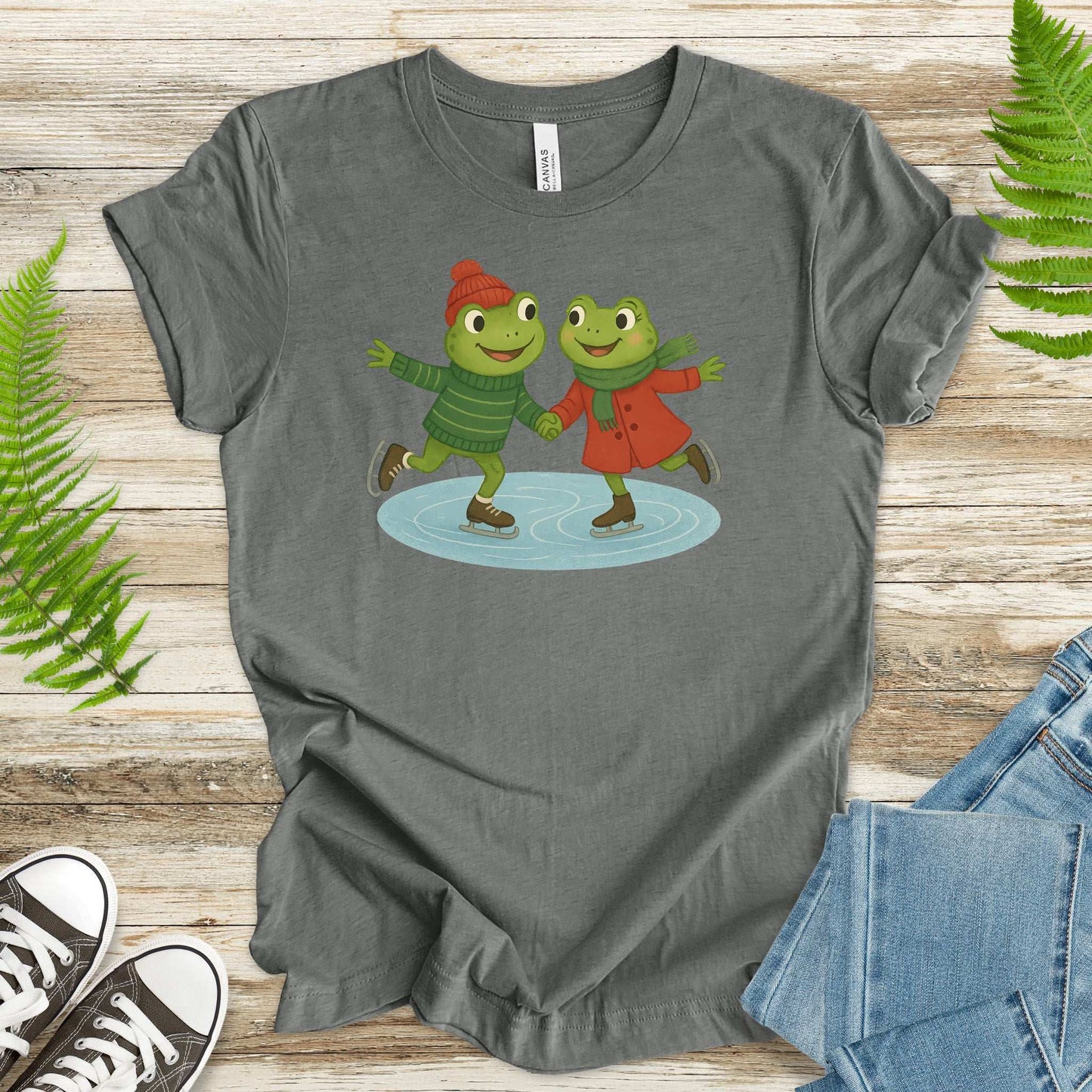 Skating Froggies T-Shirt – Cute Frog Ice Skating Winter Tee