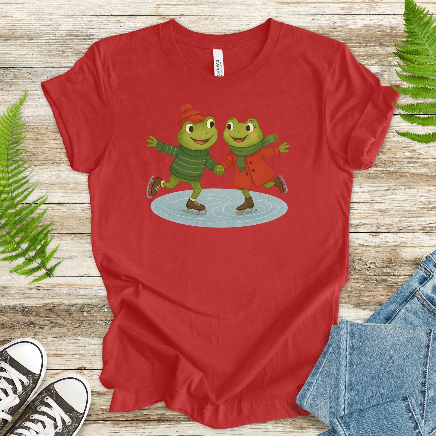 Skating Froggies T-Shirt – Cute Frog Ice Skating Winter Tee